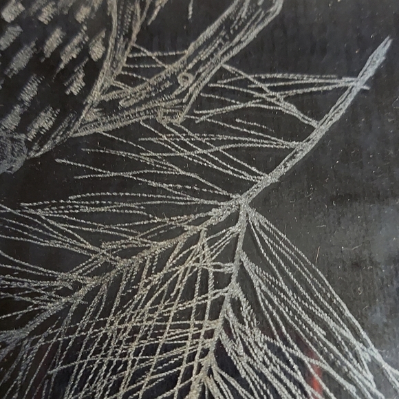 Vintage Hand Crafted Etched Snow Owl on Glass Picture Signed artist 1 of a Kind - Picture 6 of 11